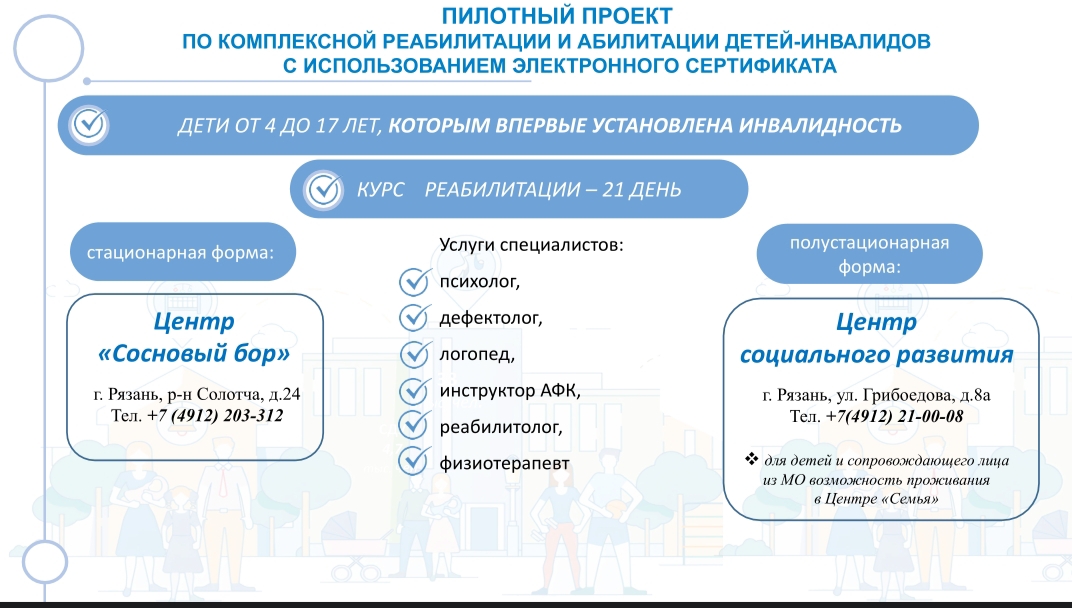 Пилотный проект по комплексной реализации и абилитации детей-инвалидов с использованием электронного сертификата.